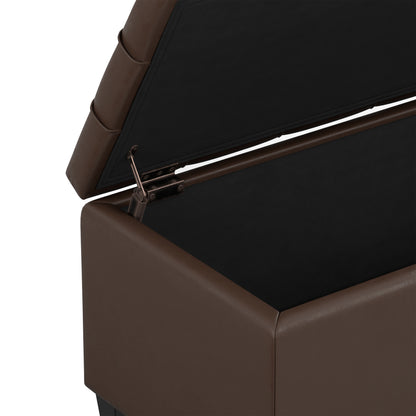 Chocolate Brown Vegan Leather | Sienna Storage Ottoman in Vegan Leather