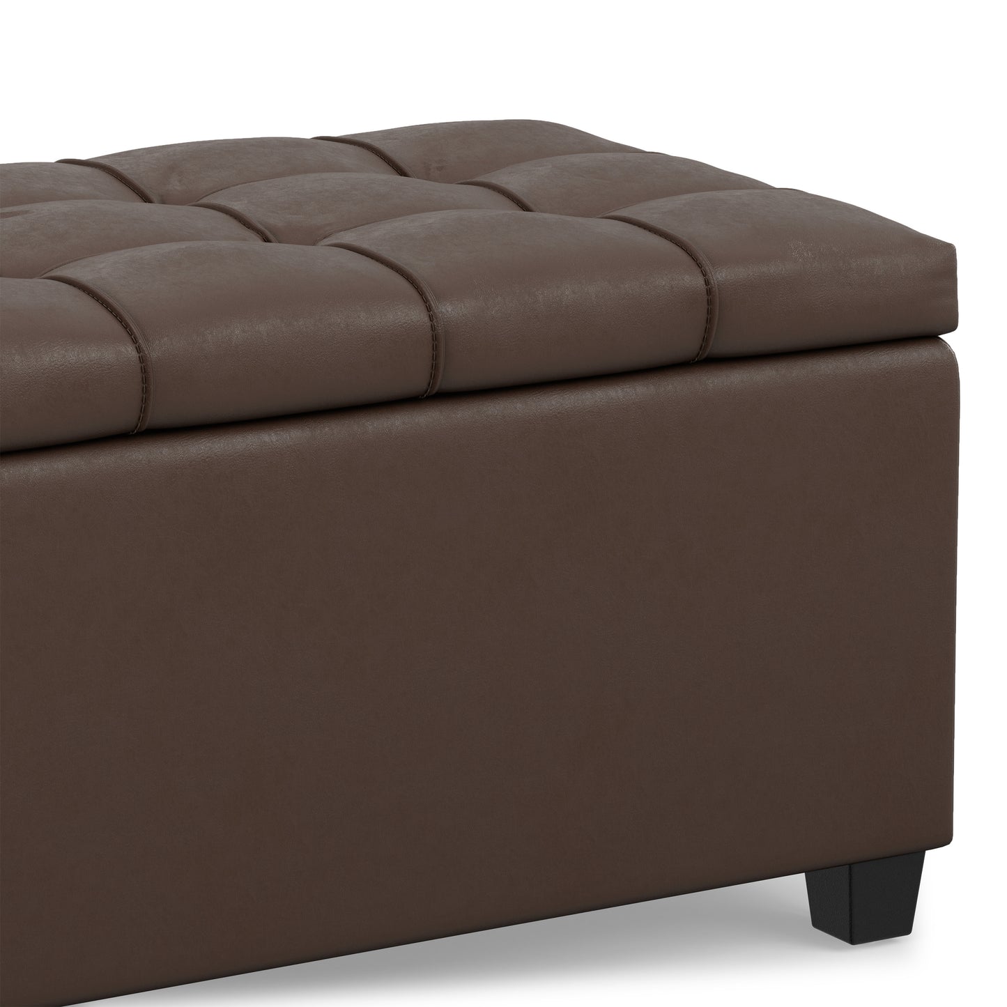 Chocolate Brown Vegan Leather | Sienna Storage Ottoman in Vegan Leather