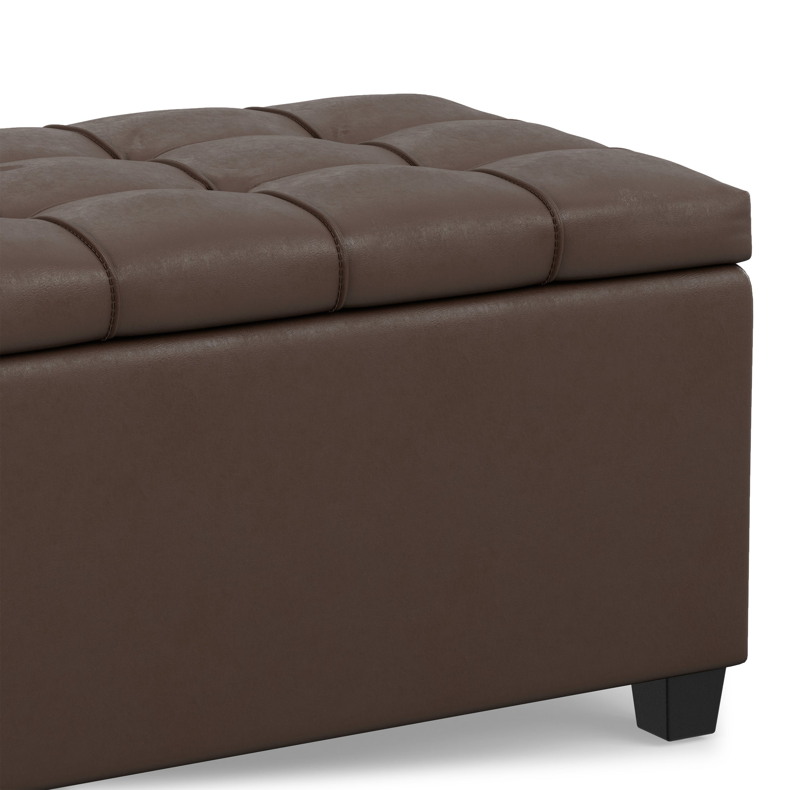 Chocolate Brown Vegan Leather | Sienna Storage Ottoman in Vegan Leather