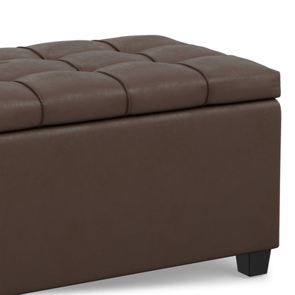 Chocolate Brown Vegan Leather | Sienna Storage Ottoman in Vegan Leather