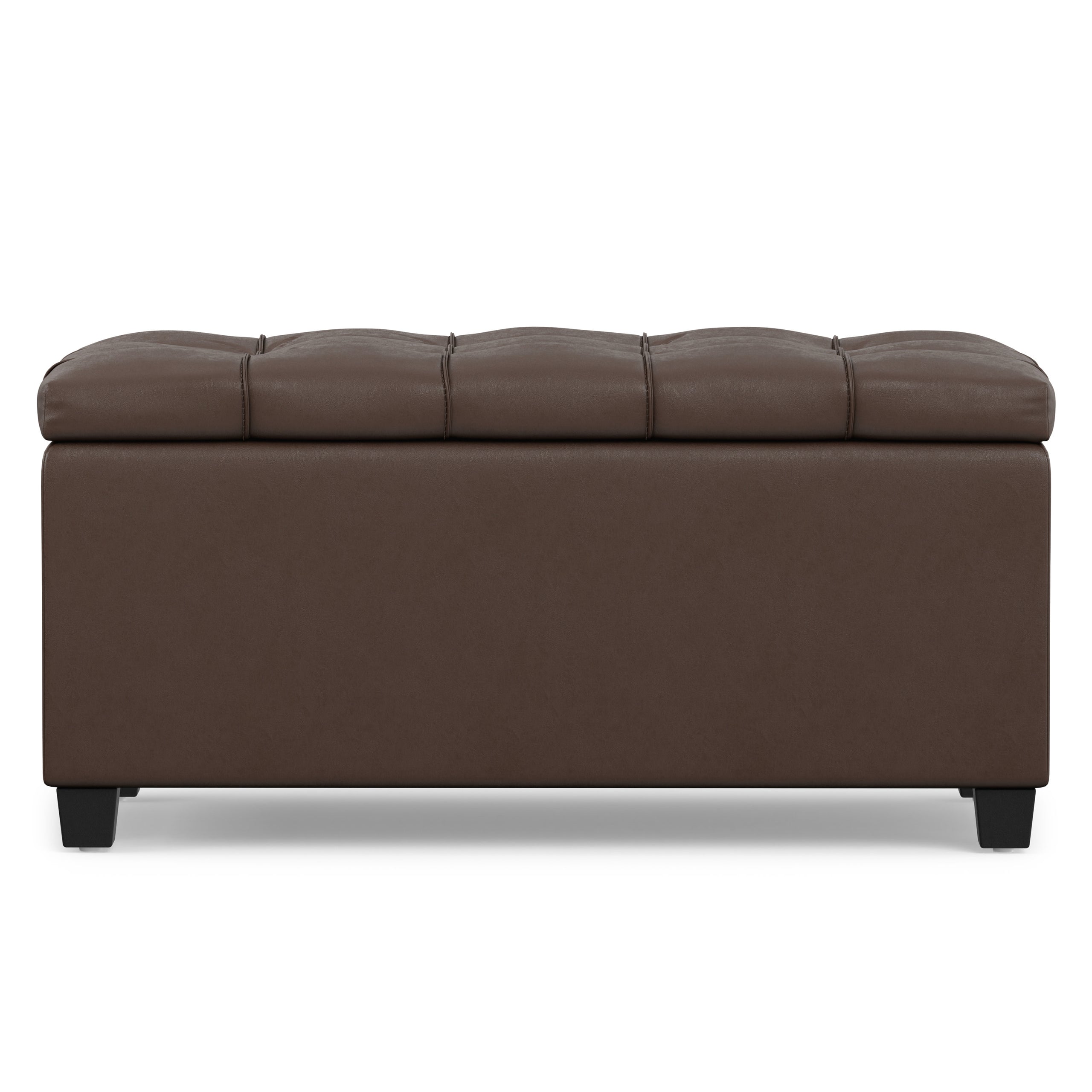 Chocolate Brown Vegan Leather | Sienna Storage Ottoman in Vegan Leather