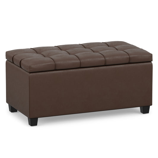 Chocolate Brown Vegan Leather | Sienna Storage Ottoman in Vegan Leather