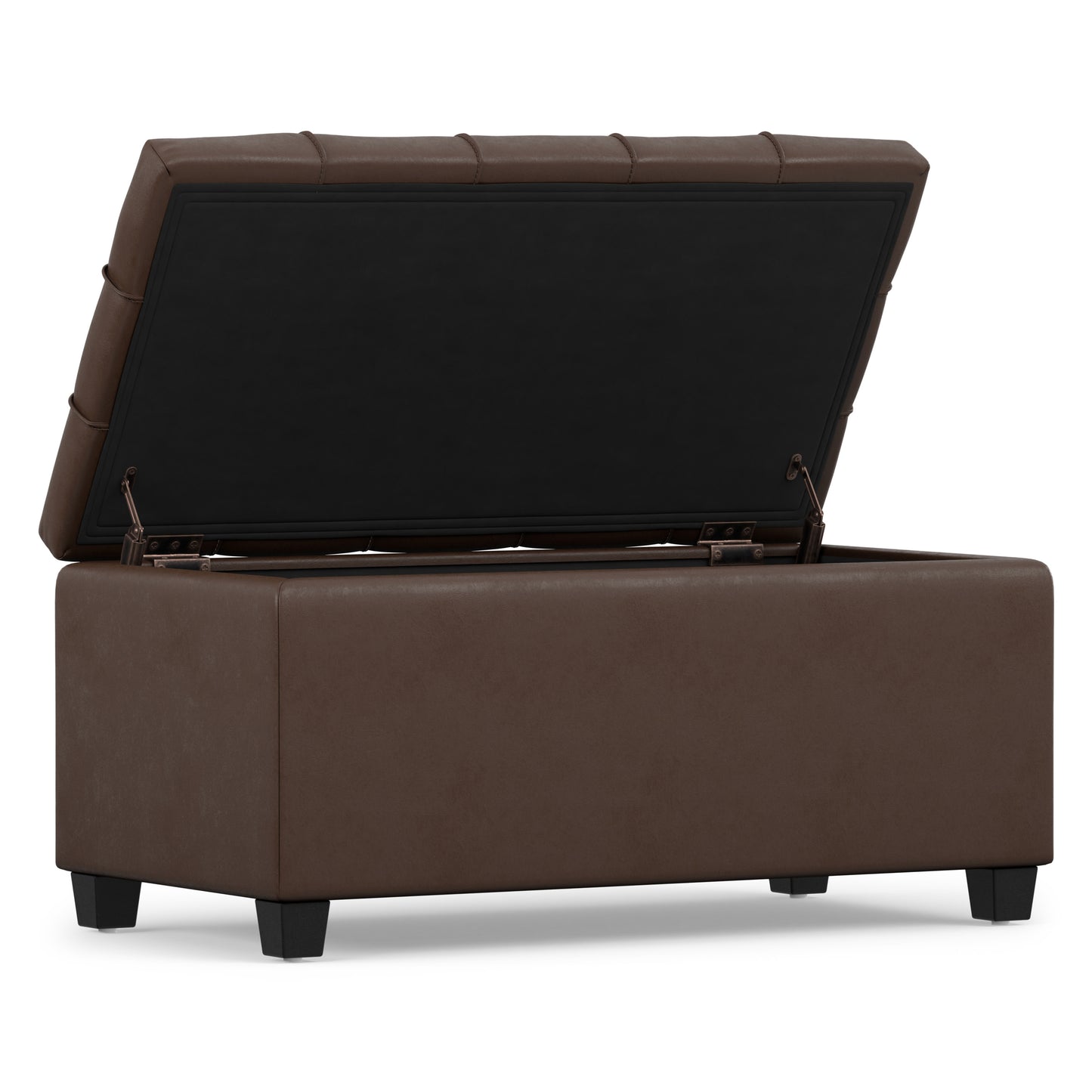 Chocolate Brown Vegan Leather | Sienna Storage Ottoman in Vegan Leather