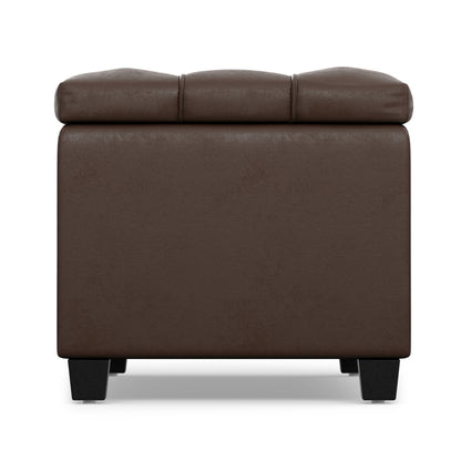 Chocolate Brown Vegan Leather | Sienna Storage Ottoman in Vegan Leather
