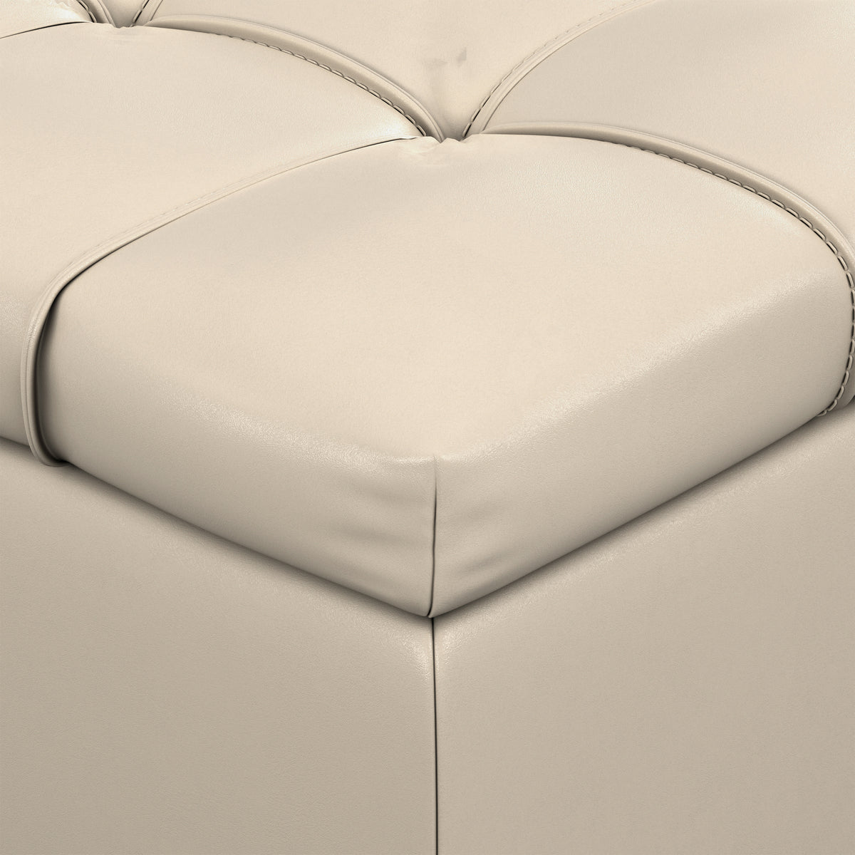 Satin Cream Vegan Leather | Sienna Storage Ottoman in Vegan Leather