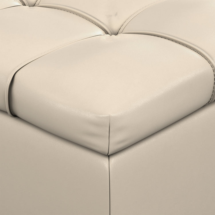 Satin Cream Vegan Leather | Sienna Storage Ottoman in Vegan Leather