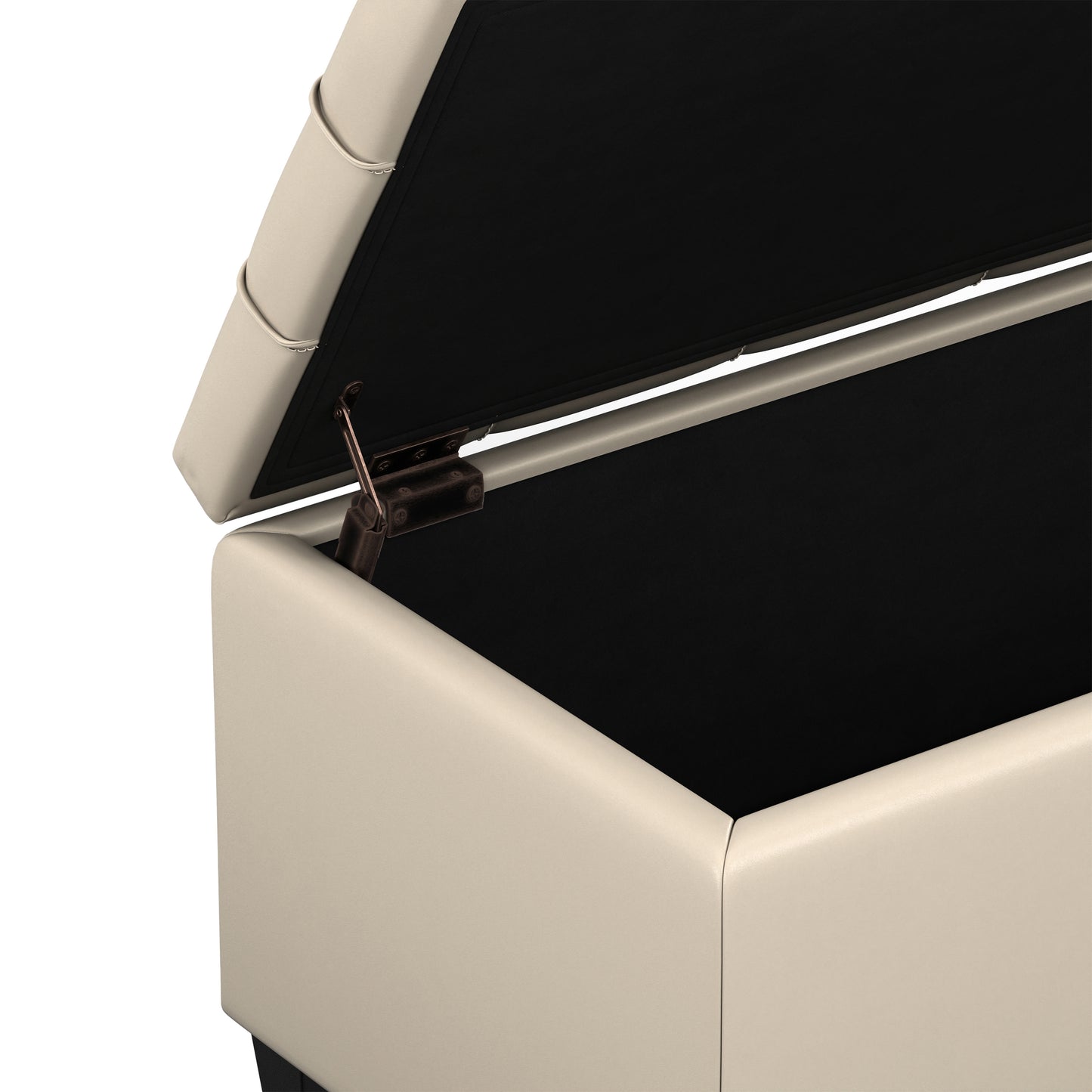 Satin Cream Vegan Leather | Sienna Storage Ottoman in Vegan Leather