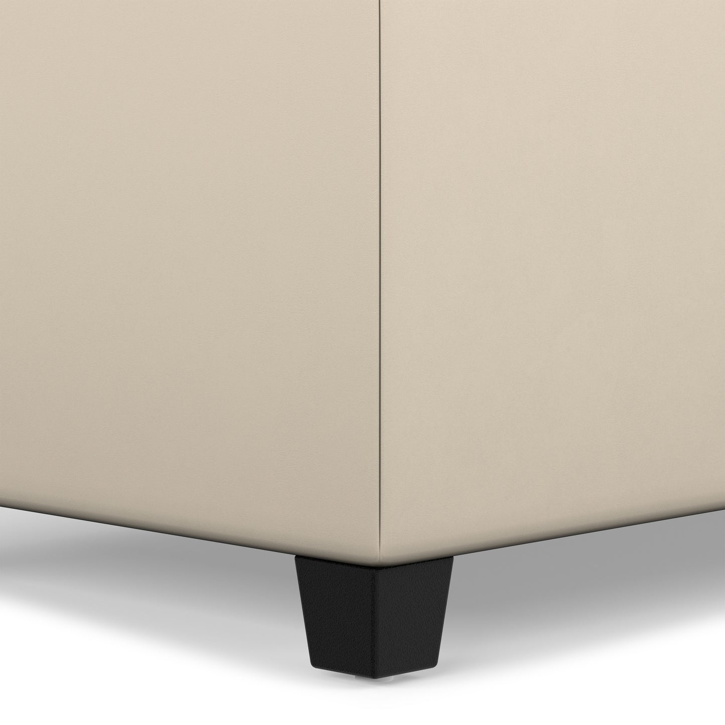 Satin Cream Vegan Leather | Sienna Storage Ottoman in Vegan Leather