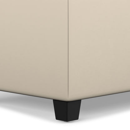 Satin Cream Vegan Leather | Sienna Storage Ottoman in Vegan Leather