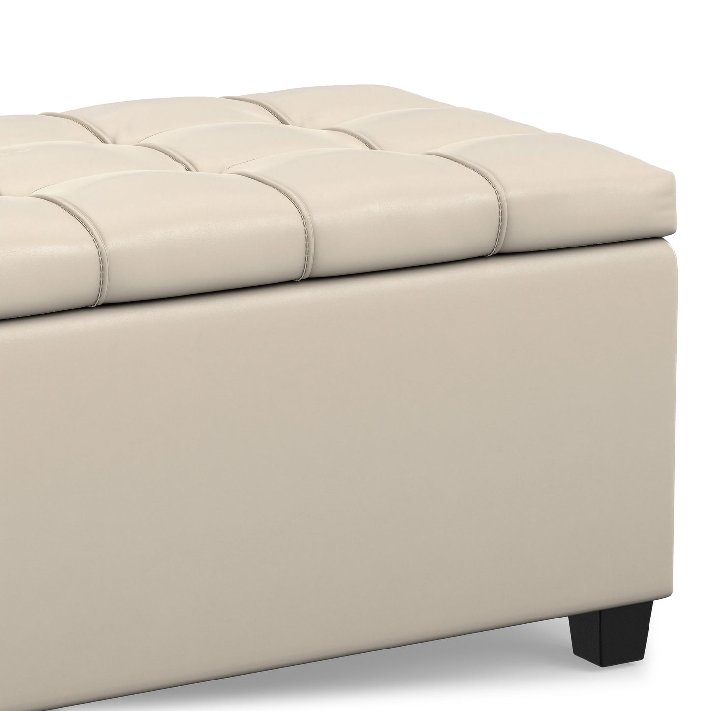 Satin Cream Vegan Leather | Sienna Storage Ottoman in Vegan Leather