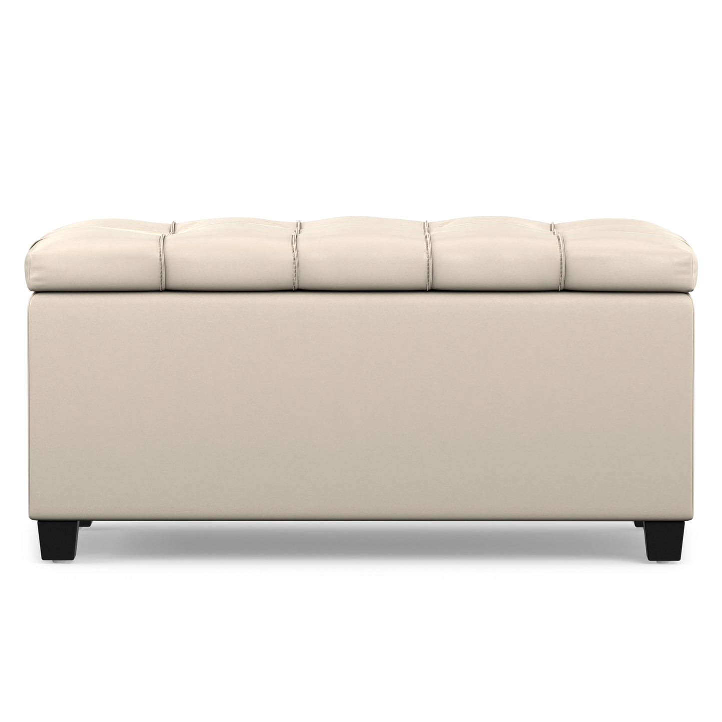 Satin Cream Vegan Leather | Sienna Storage Ottoman in Vegan Leather