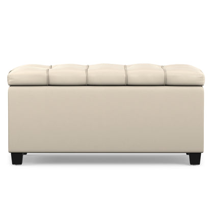 Satin Cream Vegan Leather | Sienna Storage Ottoman in Vegan Leather