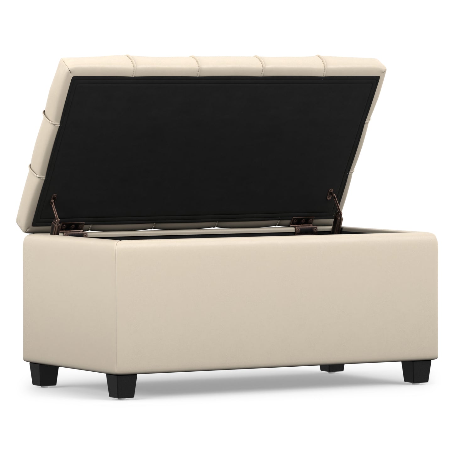 Satin Cream Vegan Leather | Sienna Storage Ottoman in Vegan Leather