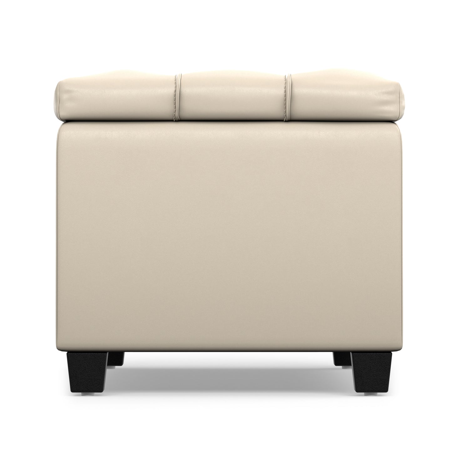 Satin Cream Vegan Leather | Sienna Storage Ottoman in Vegan Leather