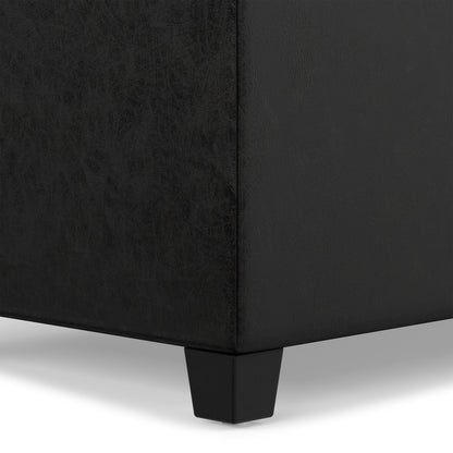 Distressed Black Distressed Vegan Leather | Sienna Storage Ottoman in Distressed Vegan Leather