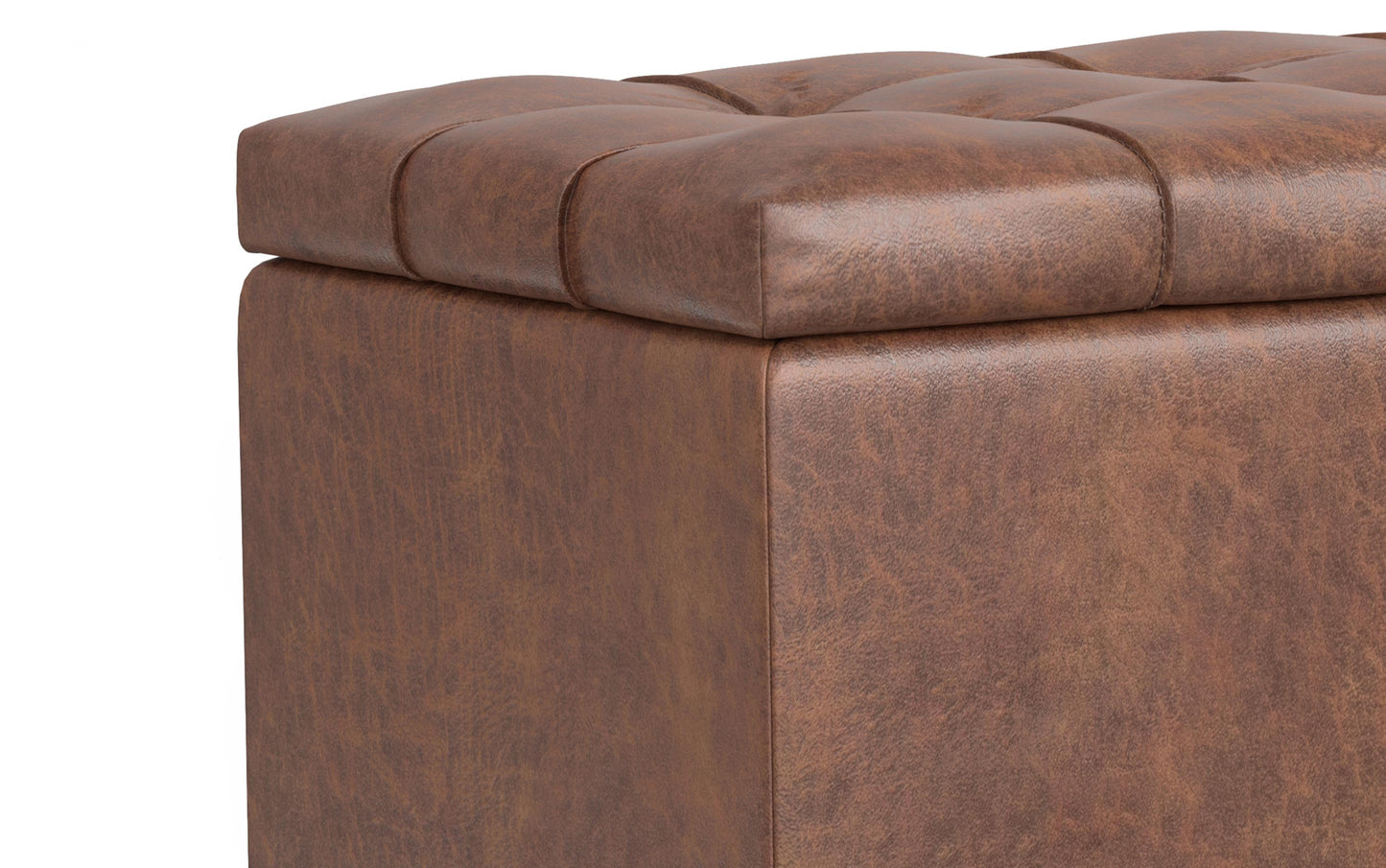 Sienna Storage Ottoman in Distressed Vegan Leather