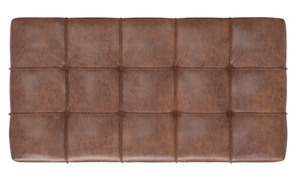 Distressed Saddle Brown Distressed Vegan Leather | Sienna Storage Ottoman Bench