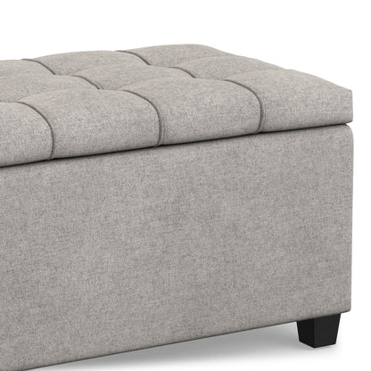 Cloud Grey Linen Style Fabric | Sienna Storage Ottoman in Linen