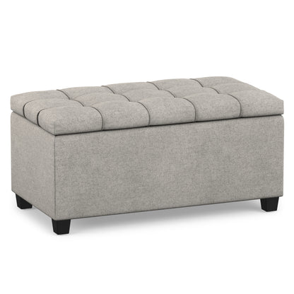 Cloud Grey Linen Style Fabric | Sienna Storage Ottoman in Linen