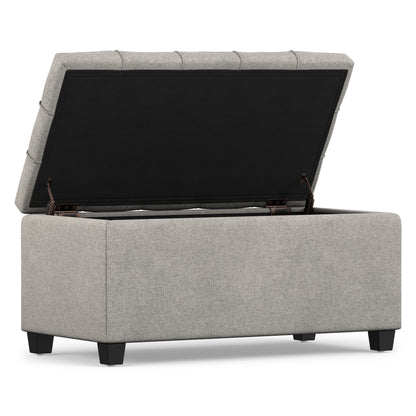 Cloud Grey Linen Style Fabric | Sienna Storage Ottoman in Linen