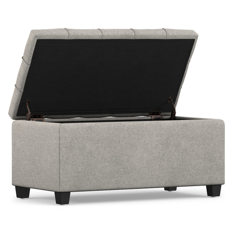 Cloud Grey Linen Style Fabric | Sienna Storage Ottoman in Linen