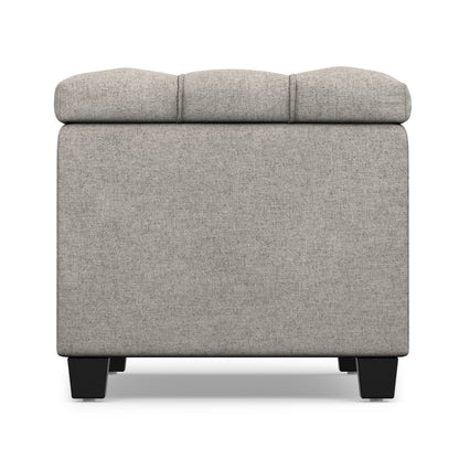 Cloud Grey Linen Style Fabric | Sienna Storage Ottoman in Linen