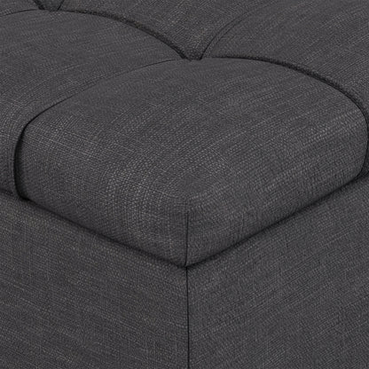 Slate Grey Linen Style Fabric | Sienna Storage Ottoman in Linen
