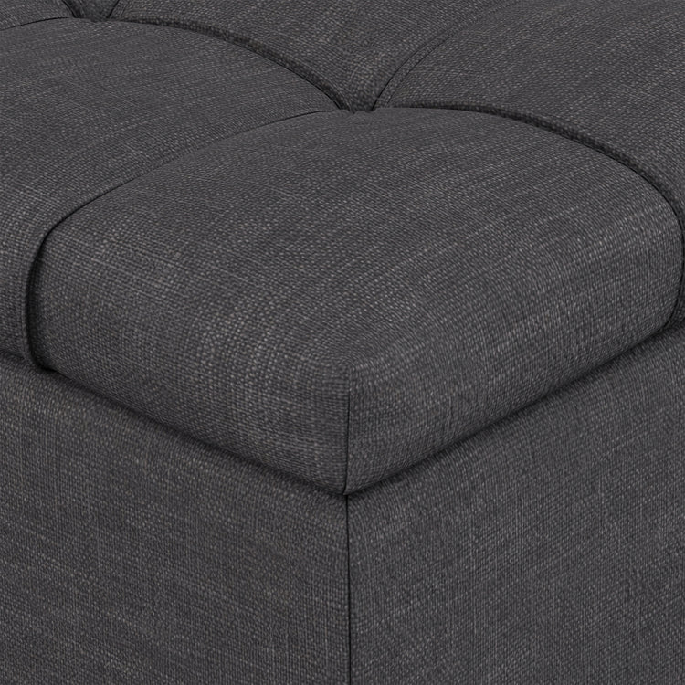 Slate Grey Linen Style Fabric | Sienna Storage Ottoman in Linen