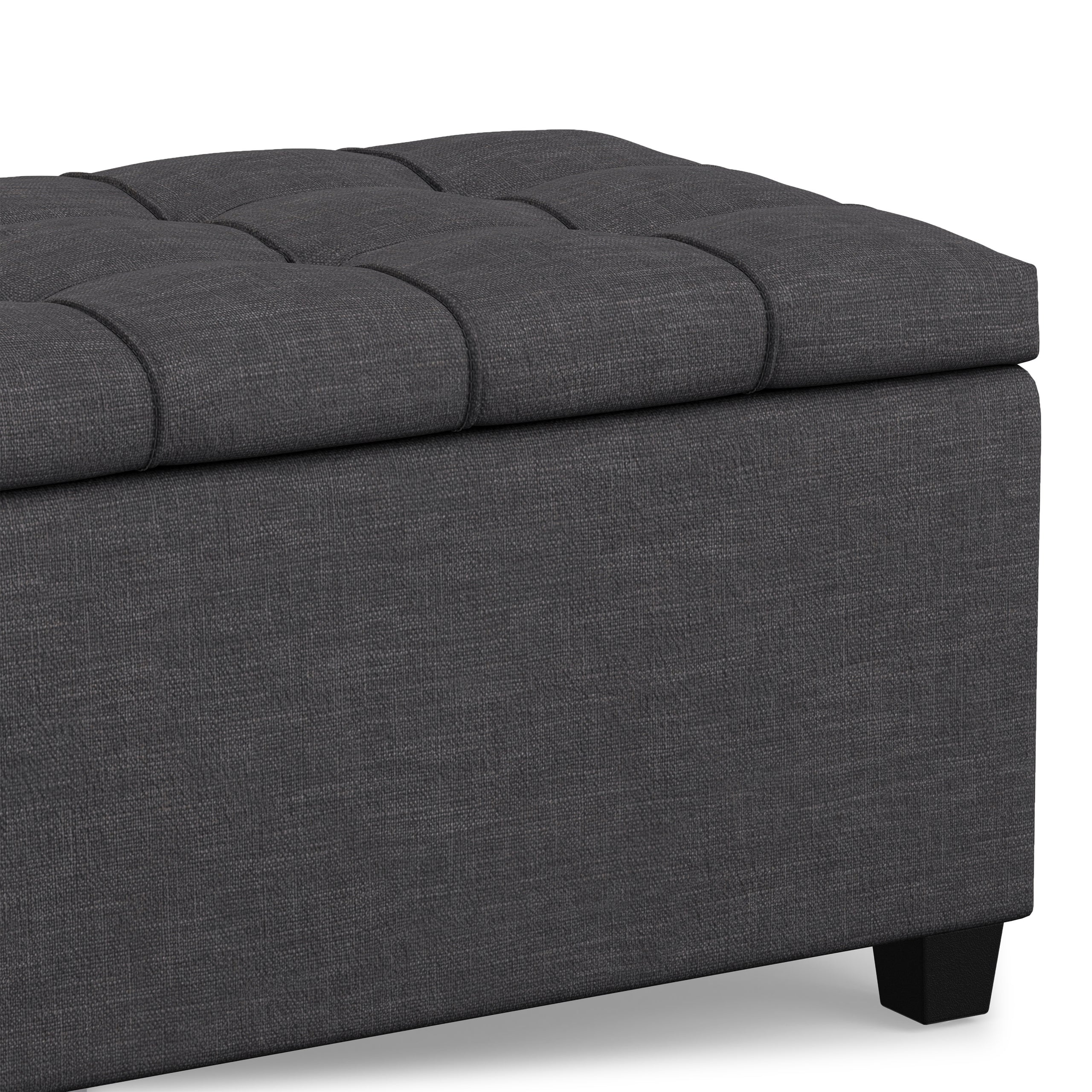 Slate Grey Linen Style Fabric | Sienna Storage Ottoman in Linen