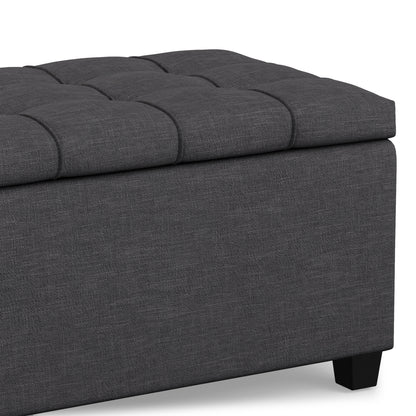 Slate Grey Linen Style Fabric | Sienna Storage Ottoman in Linen