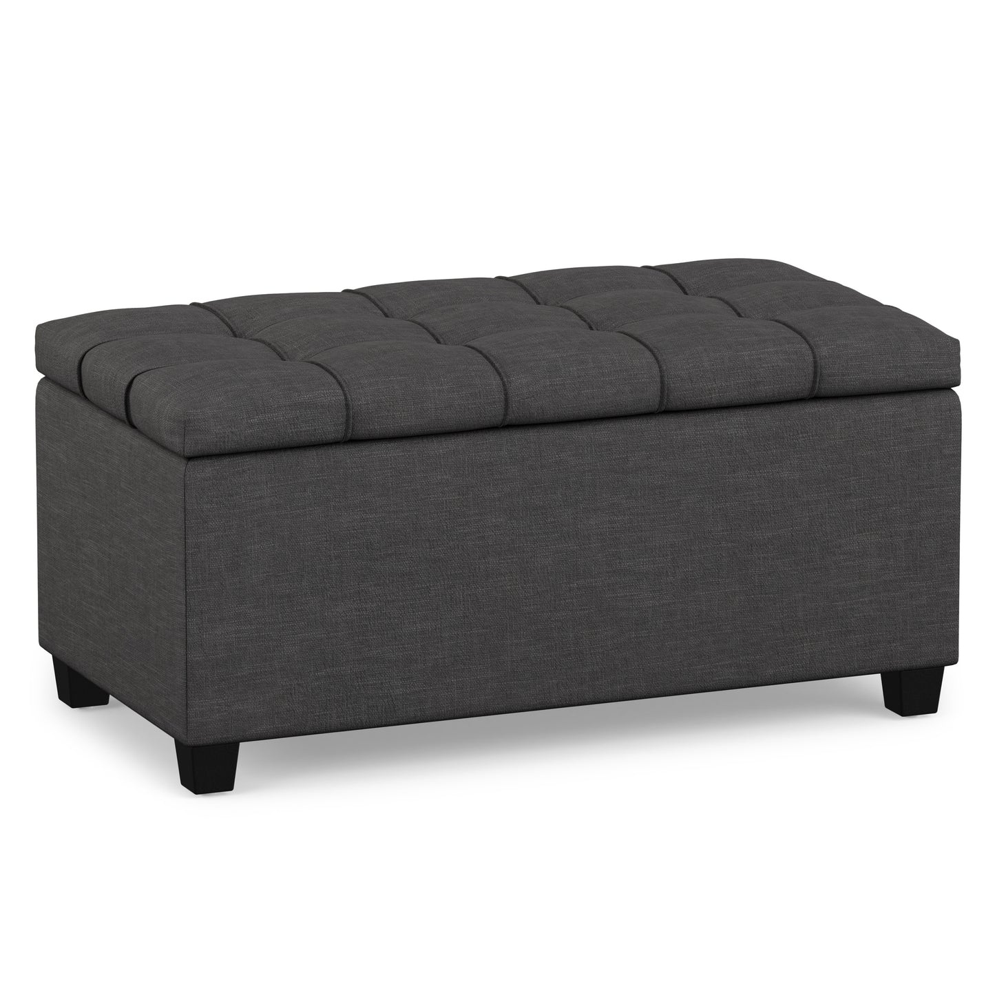Slate Grey Linen Style Fabric | Sienna Storage Ottoman in Linen