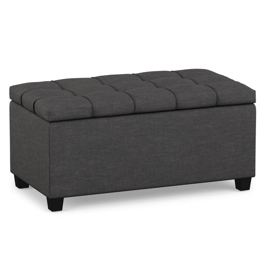 Slate Grey Linen Style Fabric | Sienna Storage Ottoman in Linen