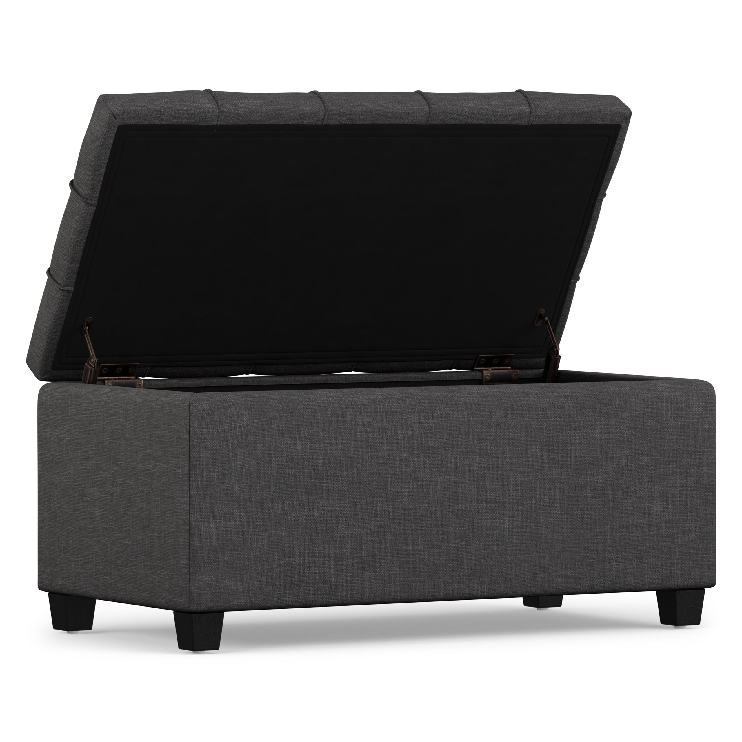 Slate Grey Linen Style Fabric | Sienna Storage Ottoman in Linen