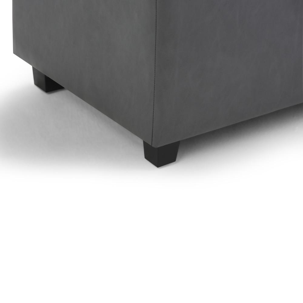 Stone Grey Vegan Leather | Darcy Storage Ottoman Bench