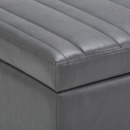 Stone Grey Vegan Leather | Darcy Storage Ottoman Bench