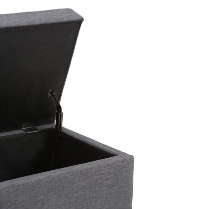 Slate Grey Linen Style Fabric | Darcy Storage Ottoman Bench