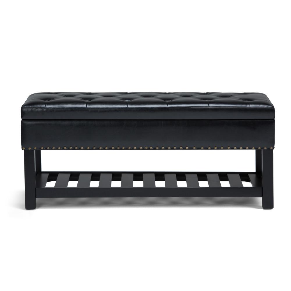Midnight Black Vegan Leather | Lomond Storage Ottoman Bench