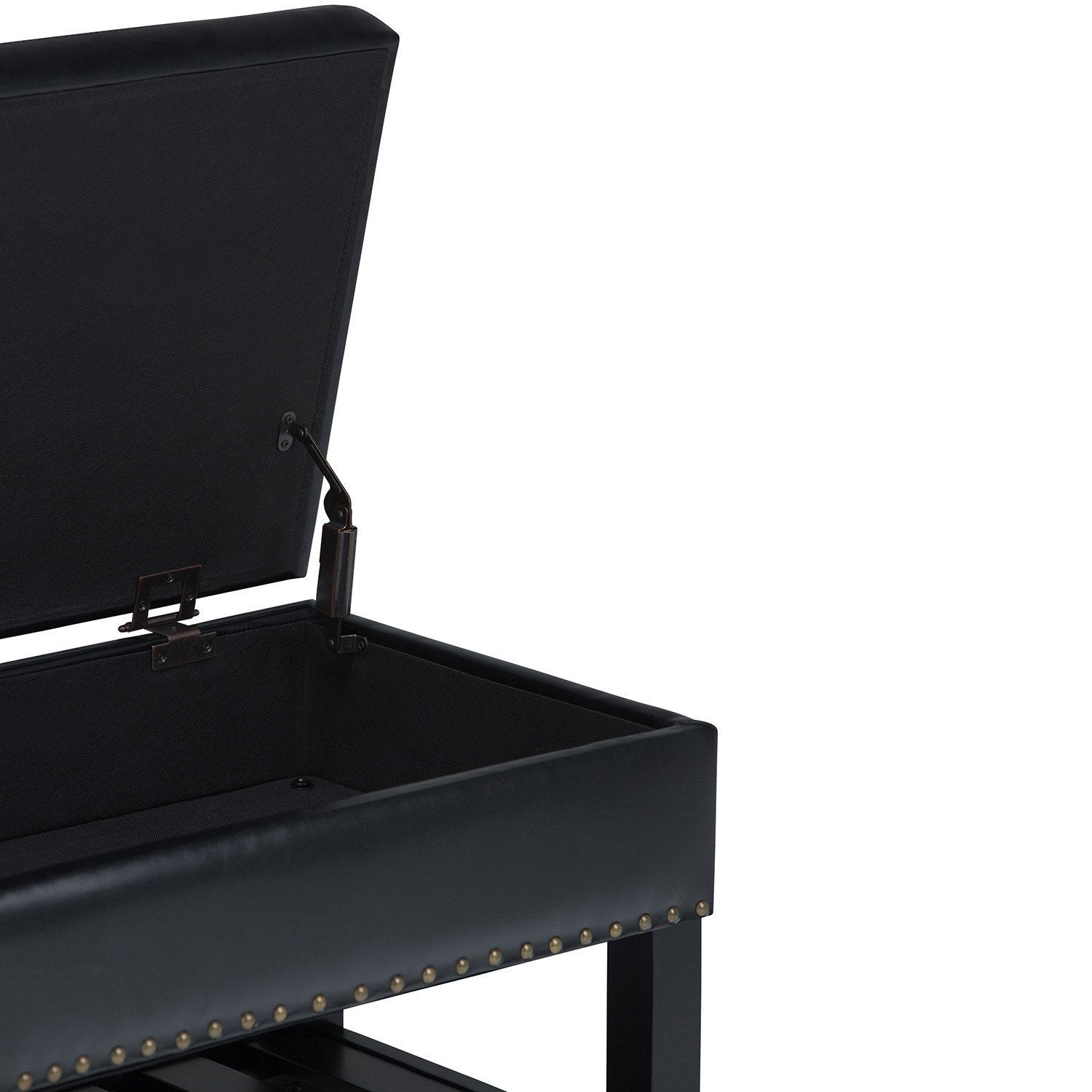 Midnight Black Vegan Leather | Lomond Storage Ottoman Bench