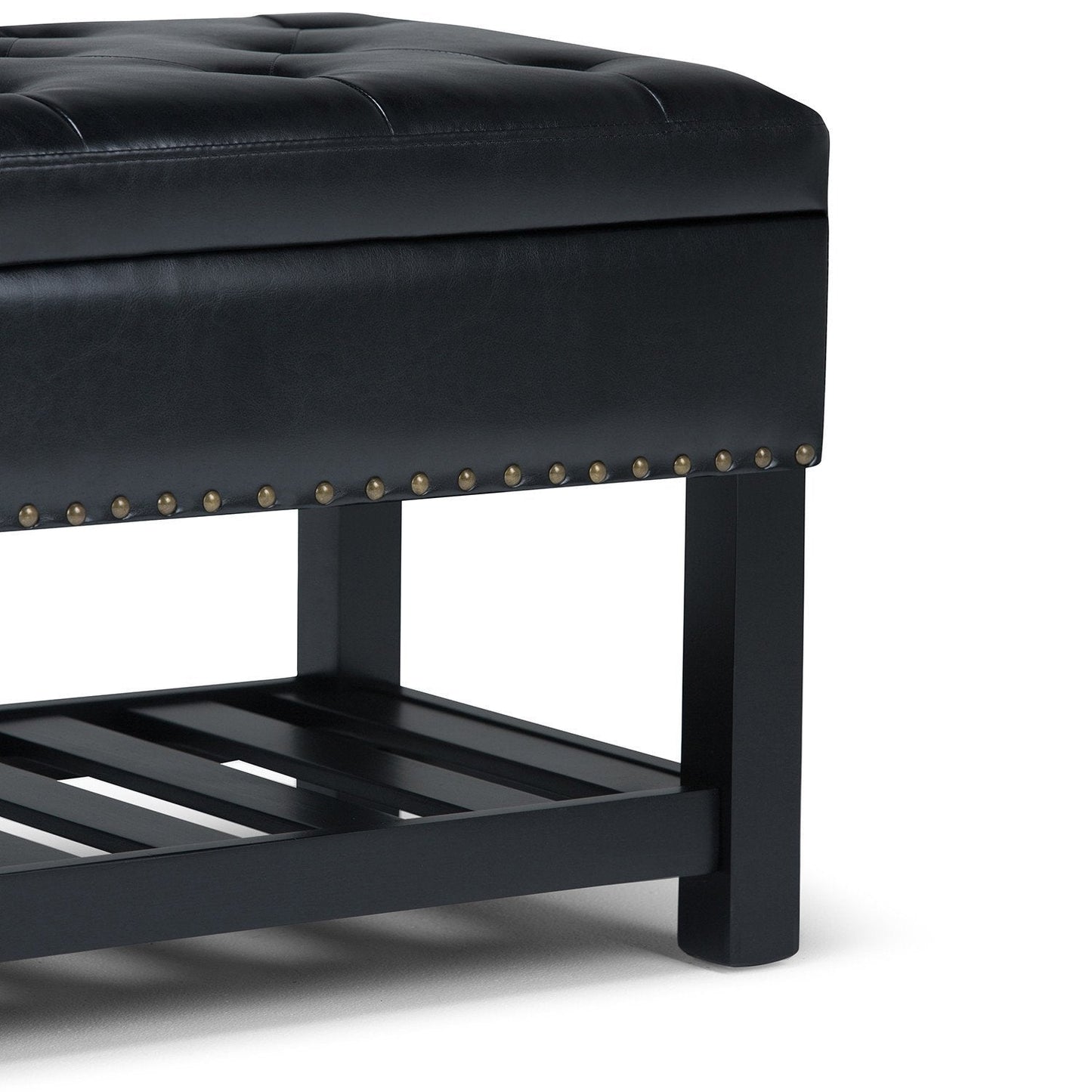 Midnight Black Vegan Leather | Lomond Storage Ottoman Bench