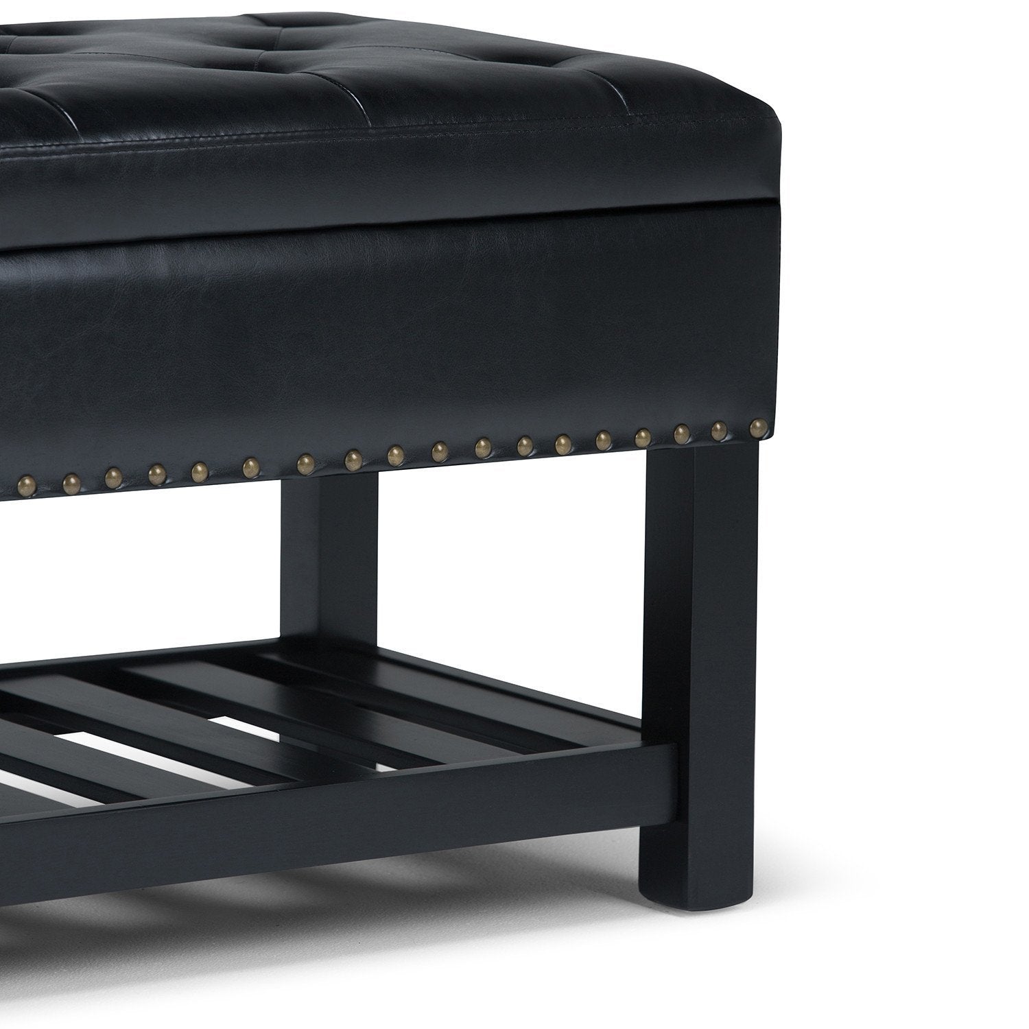 Midnight Black Vegan Leather | Lomond Storage Ottoman Bench