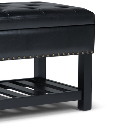 Midnight Black Vegan Leather | Lomond Storage Ottoman Bench