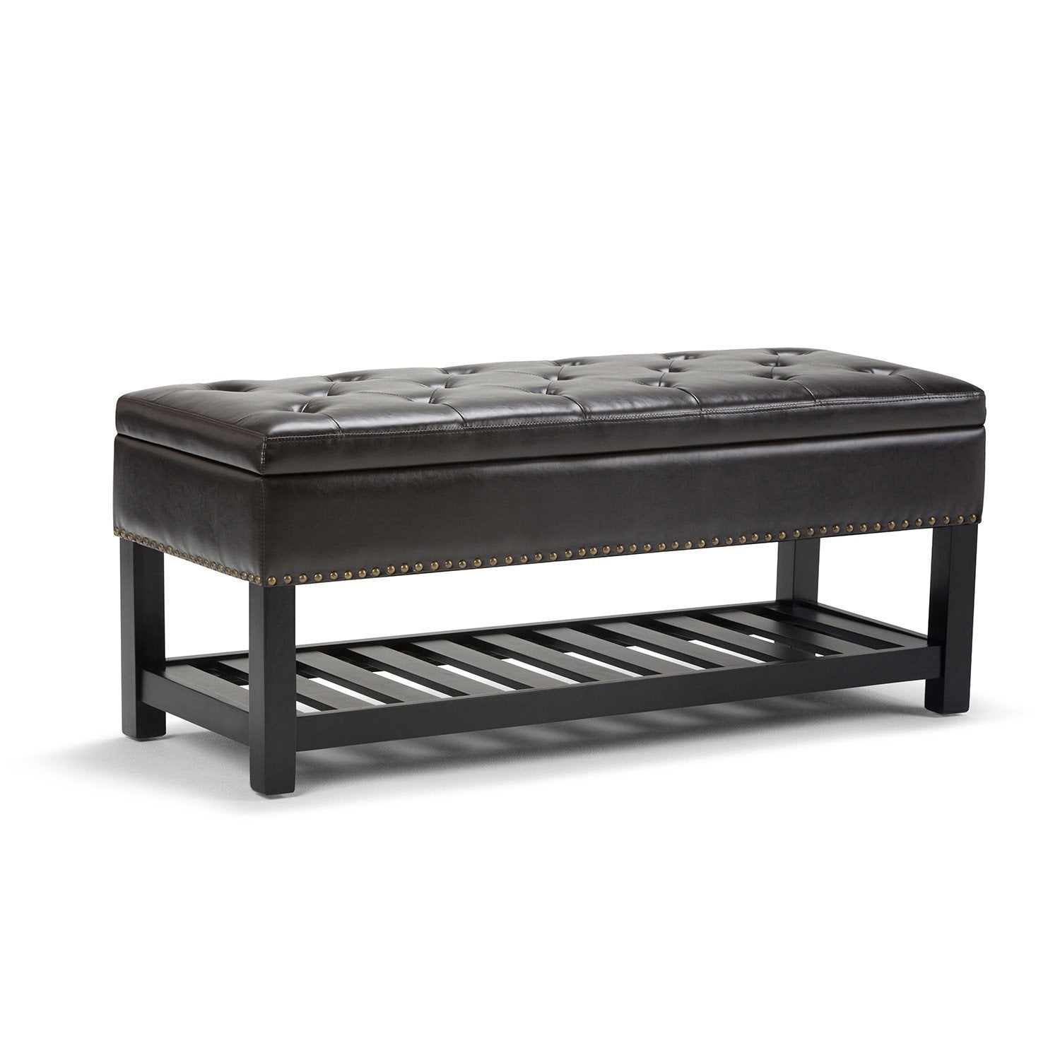 Tanners Brown Vegan Leather | Lomond Storage Ottoman Bench