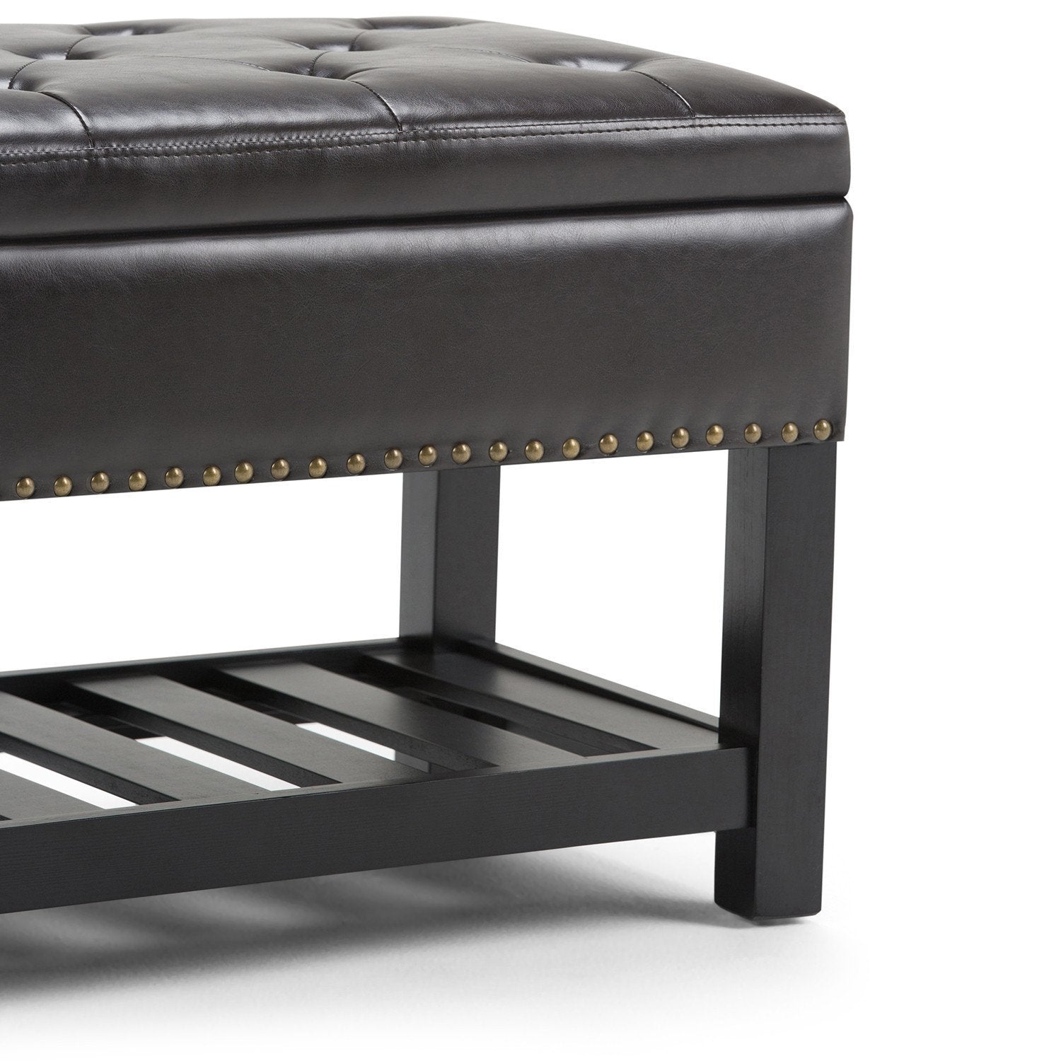 Tanners Brown Vegan Leather | Lomond Storage Ottoman Bench