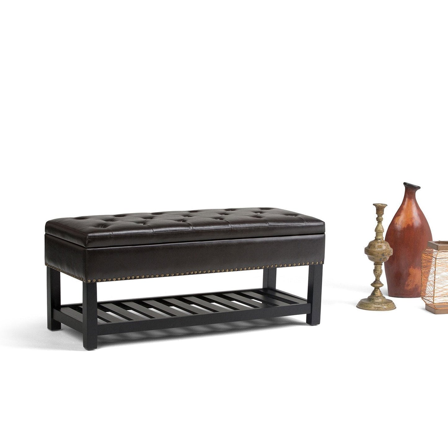 Tanners Brown Vegan Leather | Lomond Storage Ottoman Bench