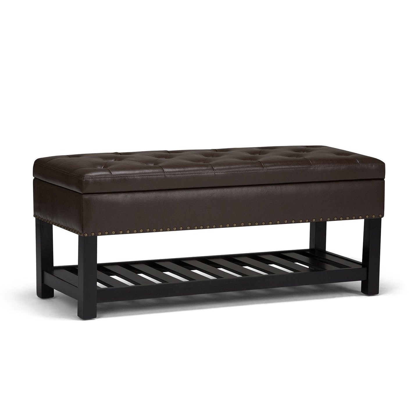 Chocolate Brown PU Vegan Leather | Lomond Storage Ottoman Bench