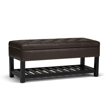 Chocolate Brown PU Vegan Leather | Lomond Storage Ottoman Bench