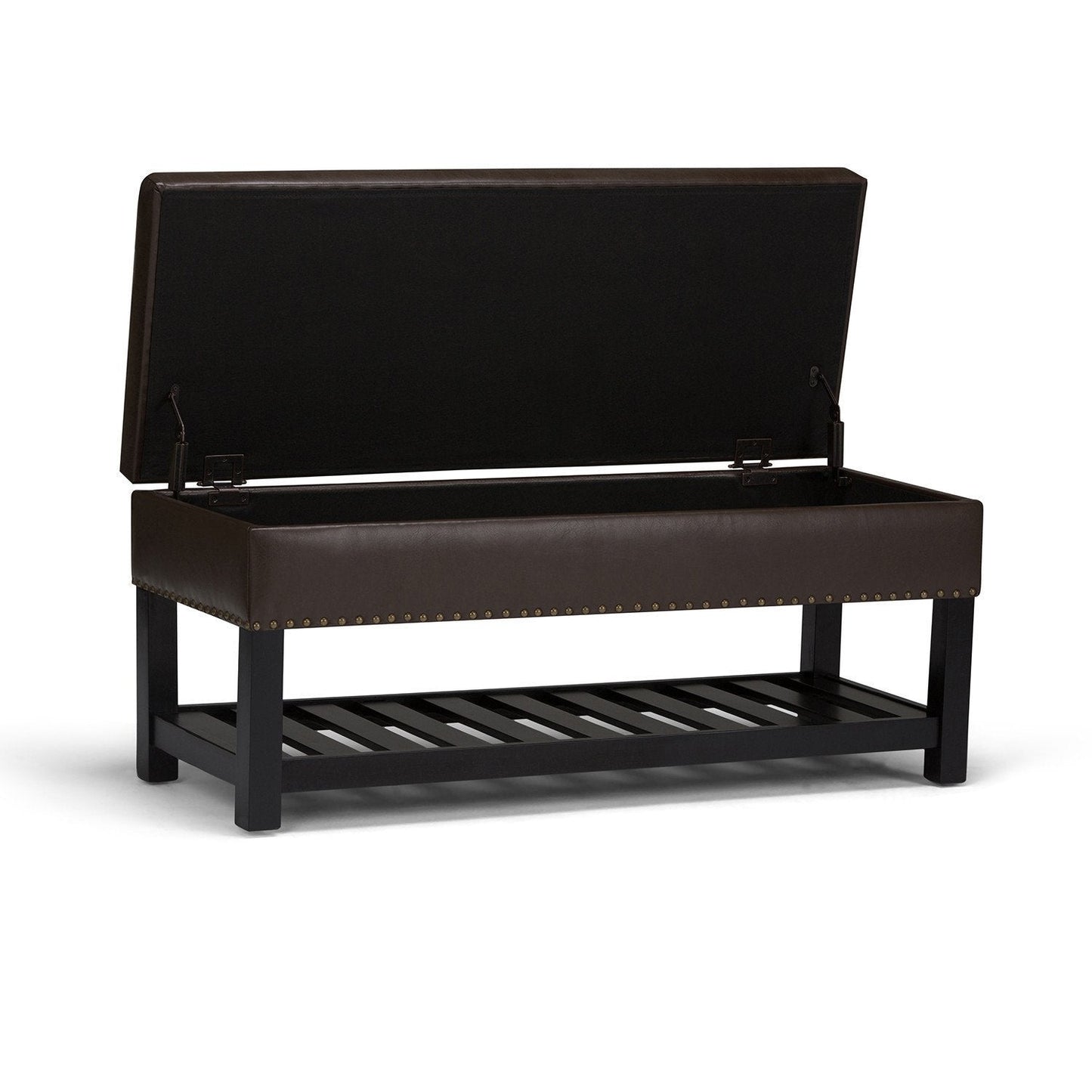 Chocolate Brown PU Vegan Leather | Lomond Storage Ottoman Bench