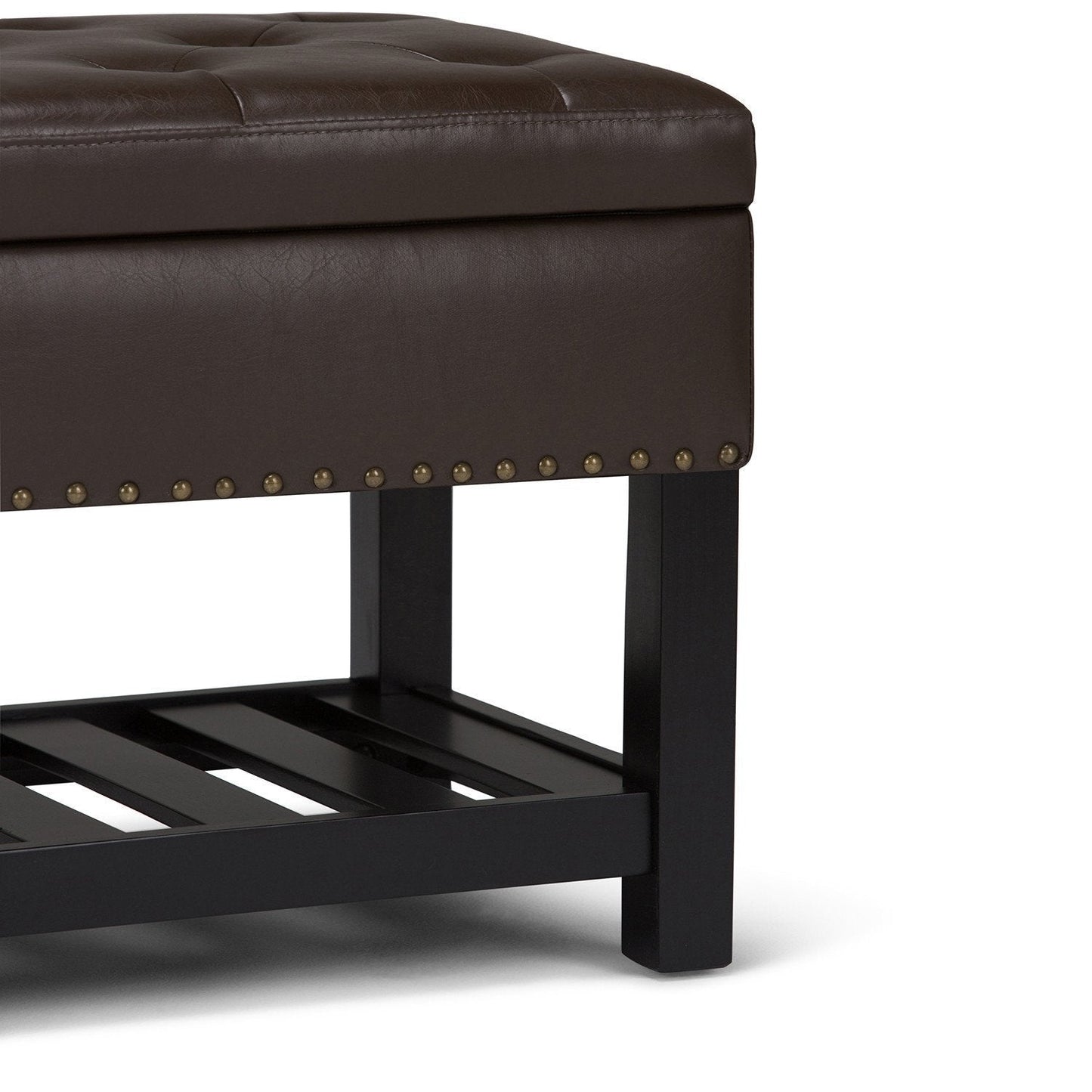 Chocolate Brown PU Vegan Leather | Lomond Storage Ottoman Bench