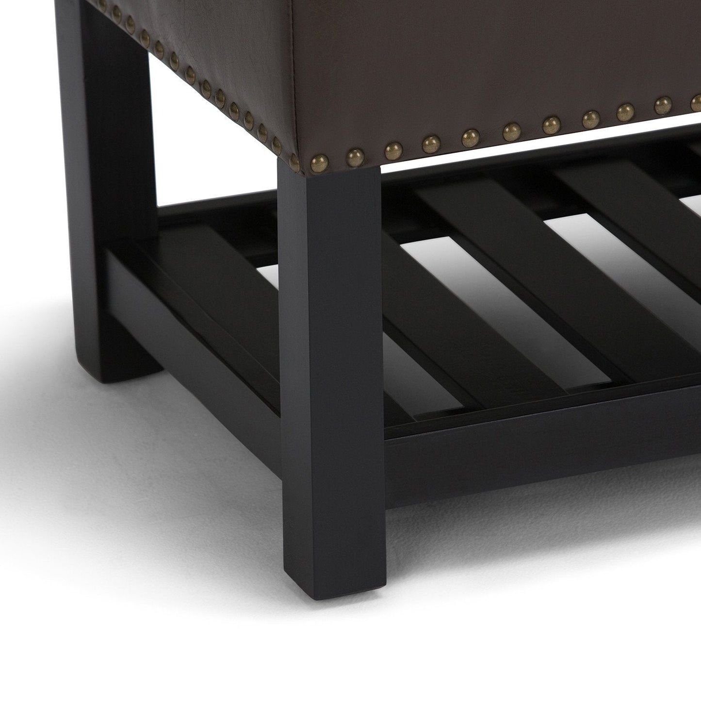 Chocolate Brown PU Vegan Leather | Lomond Storage Ottoman Bench
