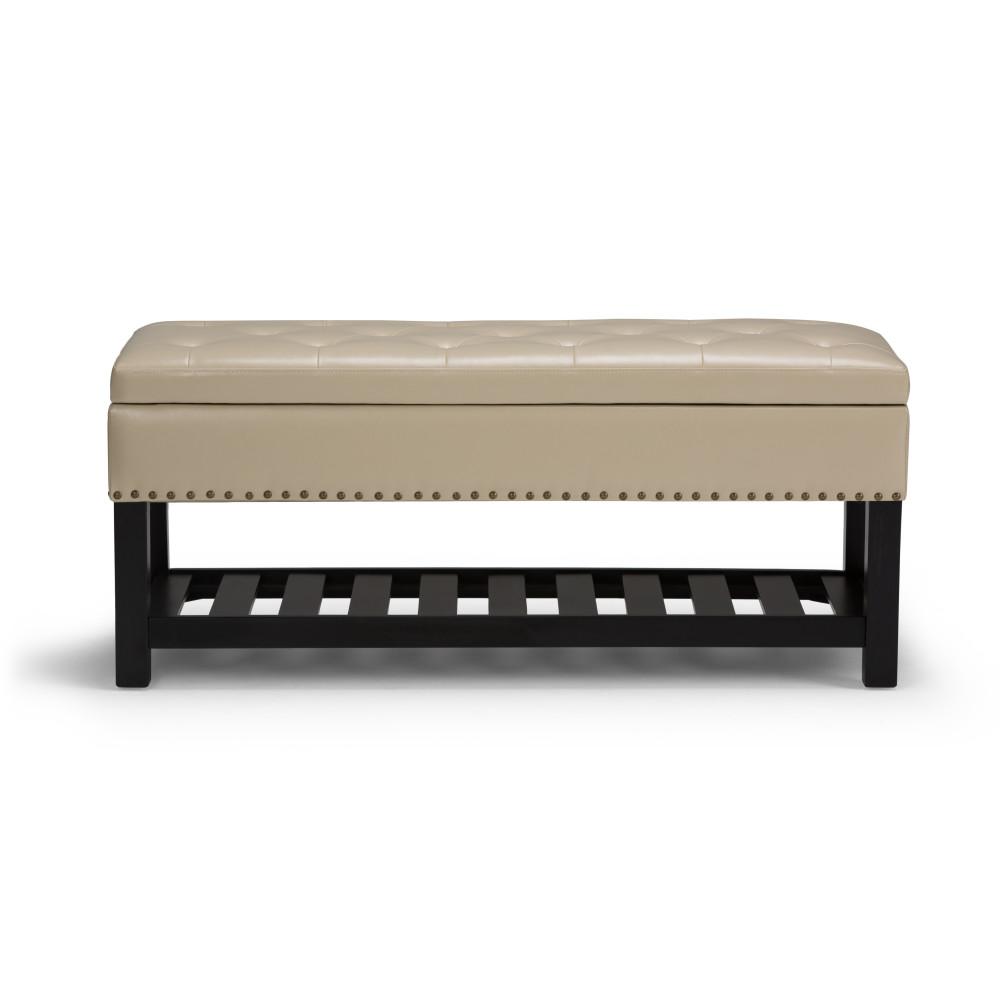 Satin Cream Vegan Leather | Lomond Storage Ottoman Bench